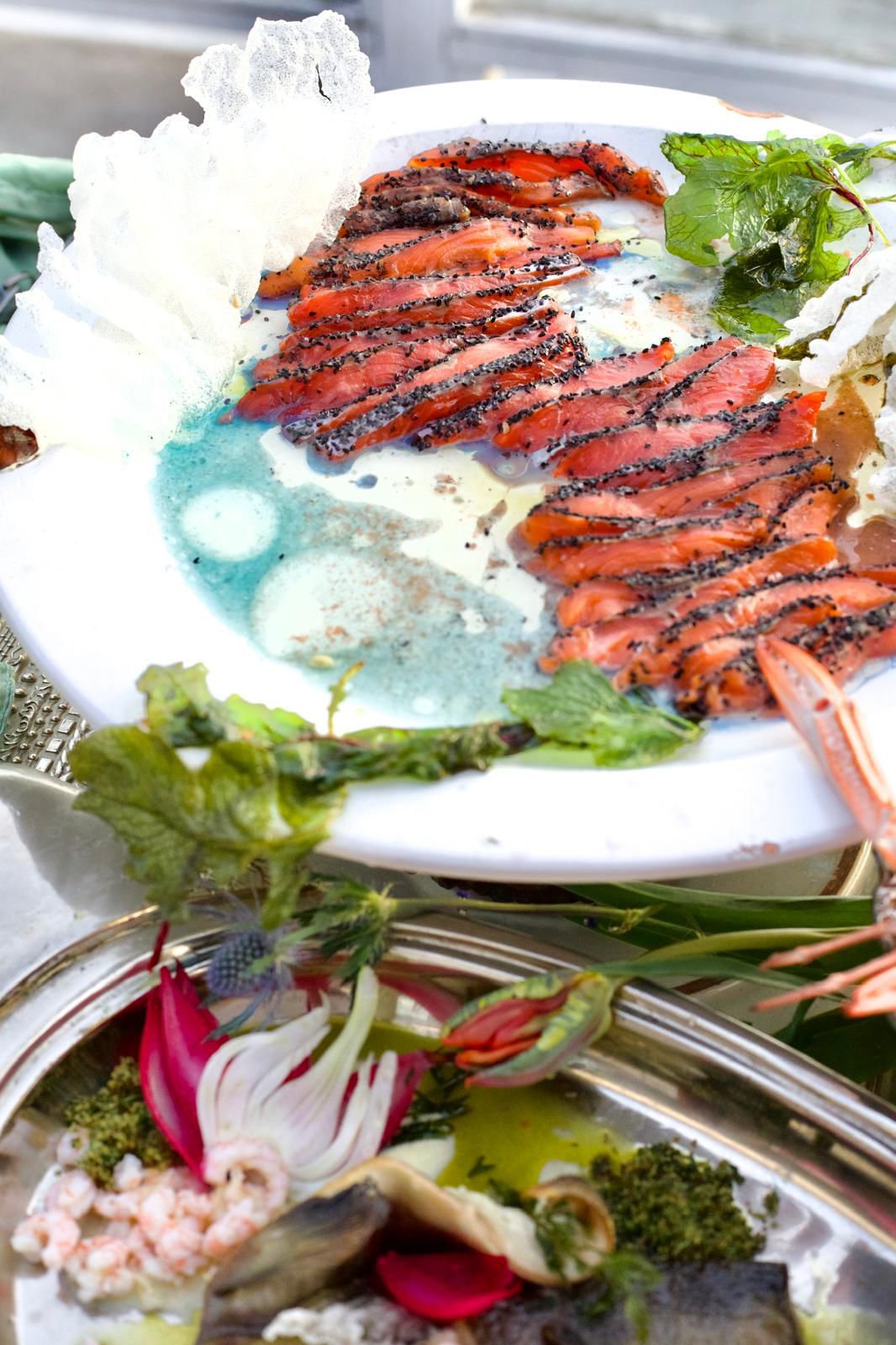 Salmon plated with seasonal garnish